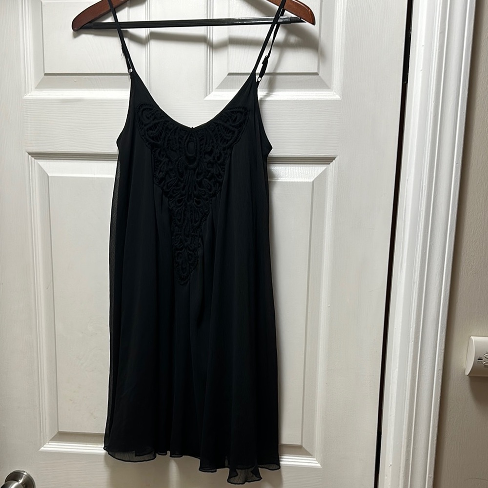 Versatile Black Lace-Detail Slip Dress